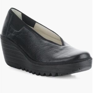 Fly London / 9 / Yoza Wedge Slip-On Shoes / Designer / Chunky / Artsy / Black